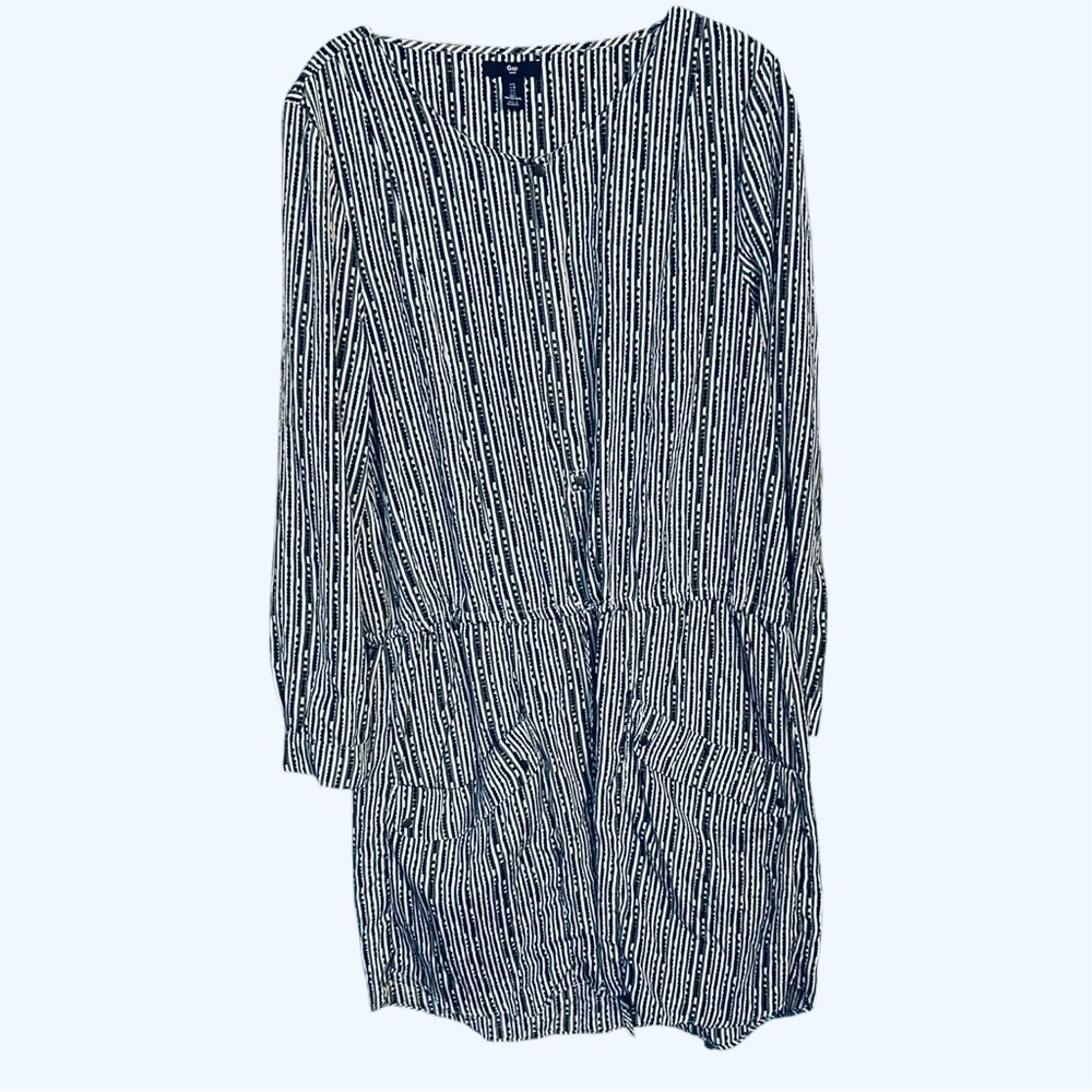 GAP Gray Black & White Long Sleeve Dress Size Large